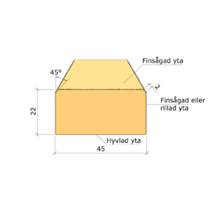 22X45 YTTERPANELBRÄDA GRUNDMÅLAD 60 µM GRAN G4-2 4,2M