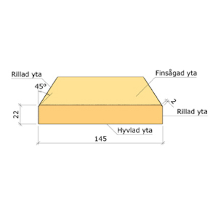 22X145 YTTERPANELBRÄDA GRUNDMÅLAD 60 µM GRAN G4-2 3,0M