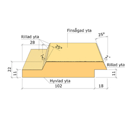 22X120 FALSAD SPÅRPANEL MED FASAD KANT GRAN G4-2 4,8M