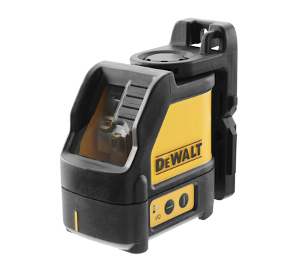 Dewalt laserverktyg i svart och gult med logotyp och knappar för kontroll.