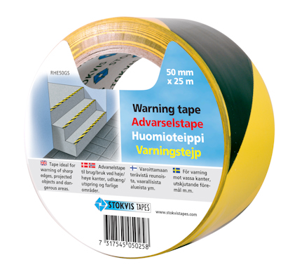 VARNINGSTEJP STOKVIS TAPES GUL/SVART 50 MM 25 M