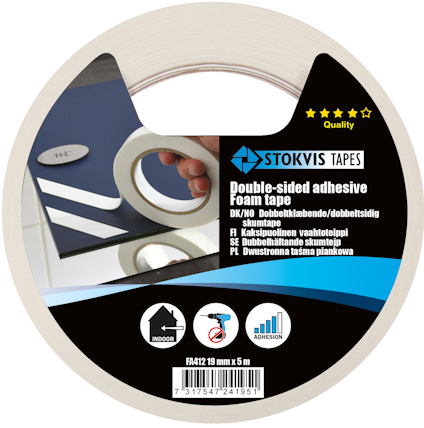 SKUMTEJP STOKVIS TAPES DUBBELHÄFTANDE 0,9MM X 19MM 5M