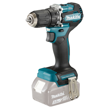 Blå och svart borrskruvdragare från Makita, med grått batteri pack under.