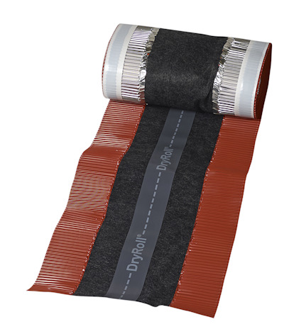 Rött nockband med texten "DryRoll" synlig på en del av ytan. Bandet är genombrutet av en mörkare sektion i mitten.