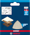 Förpackning med Bosch slipark P180, 5 st, M480 Net, 93 mm, dammreducering upp till 4x.