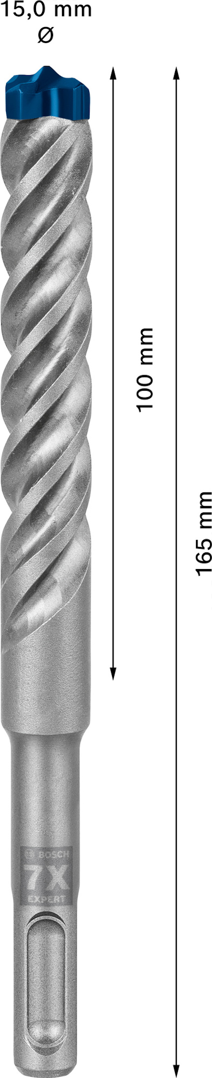 Borra för metall med spiralspets och måtten 165 mm längd och 15 mm diameter.