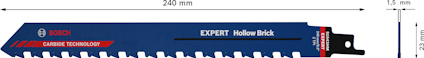 Sågblad med texten "EXPERT Hollow Brick", 240 mm, tandavstånd 12 mm.