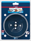 Förpackning med en Bosch Expert hålsåg, 127 mm, för tuffa material. Visar produktbilder och logotyper.