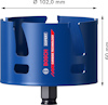 Blå cylinderformad Bosch hålsåg, diameter 102,0 mm, höjd 60 mm, med Bosch-logga och texten "CARBIDE TECHNOLOGY".