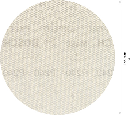 Rundt sandpapper med text “P240” och “125 mm”.