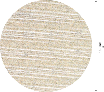 Rundt sandpapper med en diameter på 150 mm.