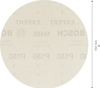 Rund sliprondell med text: "BOSCH", "150 mm", "P180". Streckad pil markerar 150 mm diameter.