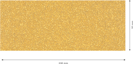 Rektangulärt ark av sandpapper med måtten 230 mm x 93 mm.