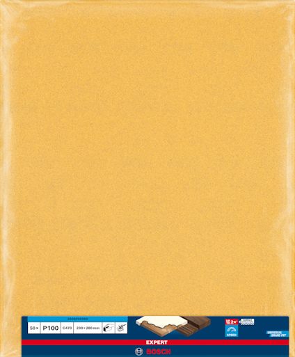 Sandpapper Bosch Expert P100, gul, 230x280 mm, 50-pack.