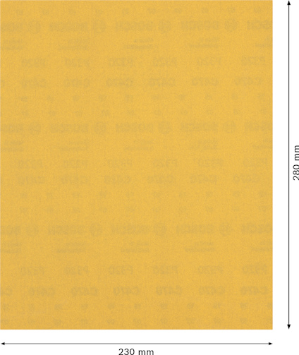 Gult A4-sandpapper, grovlek 230 mm x 280 mm.