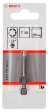 Bits i förpackning från Bosch, T15, 1/4", 49 mm.