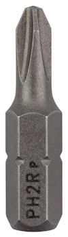 Bits med texten "PH2R" präglad på sidan, grå färg, har en stjärnformad spets.
