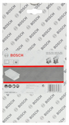 Förpackning med Bosch-slipband, grå och röd design, Bosch-logotyp upprepad. Streckkod och produktinfo längst ner.