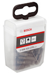 Transparent förpackning med Bosch-bits, etikett visar "T20, 25x, 2 608 522 270".