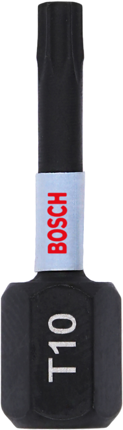 Bit med texten "T10" och varumärket "Bosch" tryckt på en etikett.