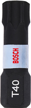 Bits med texten "T40" och "BOSCH" i svart och vitt.