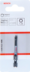 Förpackning med Bosch T25 schrobit för slagkontroll, visande artikelnummer 2 608 522 486.