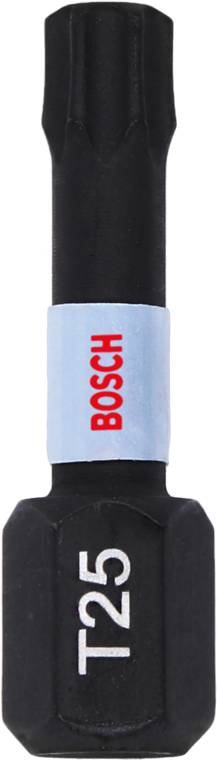 Svart Bosch bits T25 med lodrät text i vitt.