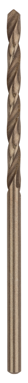 Metallborr med spiralspår och cylindrisk skaft i metallfinish.