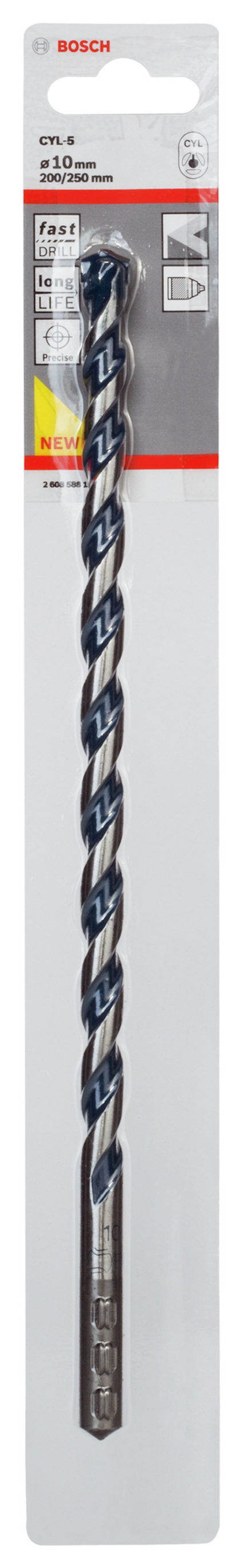 Borr från Bosch i förpackning, längd 160 mm, diameter 8 mm, lämplig för betong och sten.