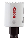 En vit och svart hålsåg med texten "BOSCH" i röd färg på sidan.