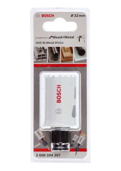Förpackning av Bosch hålsåg, Progresor for Wood+Metal, 32 mm.