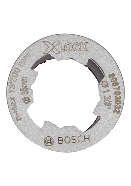 Rund Bosch X-Lock kapskiva med tandat centrum, märkning "n max 13 300 rpm", "Ø 85 mm", "61", "3/8", och artikelnummer "80380302".