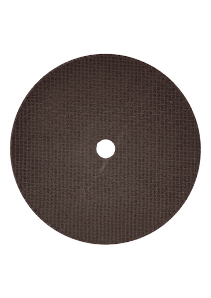 Rund svart slipskiva med hål i mitten mot vit bakgrund.