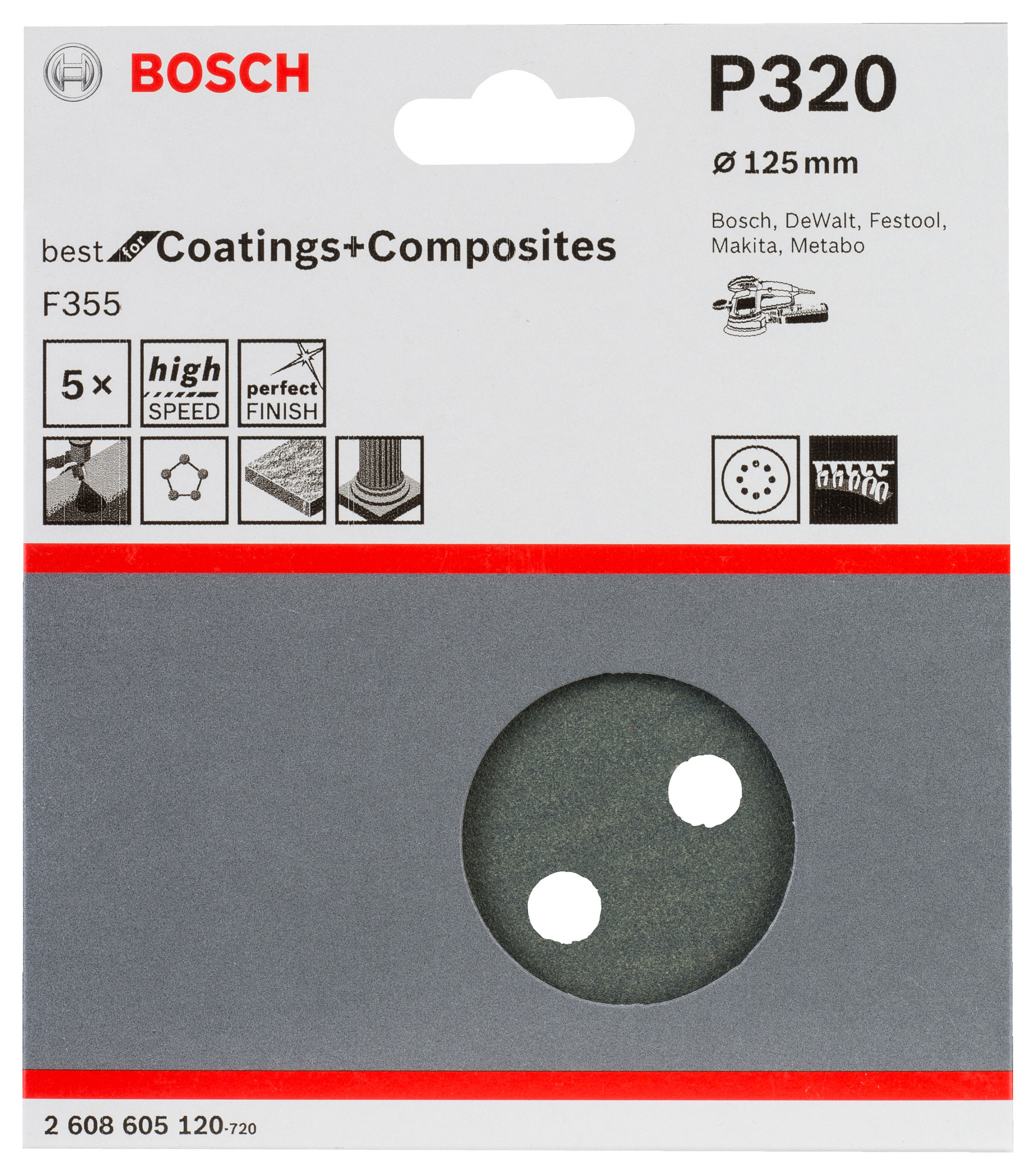 SLIPPAPPER BOSCH F355 BEST FOR COATINGS AND COMPOSITES EXCENTERSLIP - Bosch