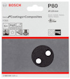 Förpackning för Bosch P80 slippapper med två hål, kompatibel med Bosch, DeWalt, Festool, Makita, Metabo.