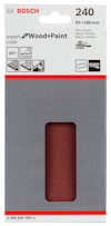 Förpackning med sandpapper Bosch Wood+Paint 240, 93 x 186 mm.