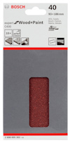 Förpackning med Bosch slipark, 93 x 186 mm, kornstorlek 40, för trä och färg.