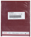 Röd sandpapperark med Bosch-etikett, modell J475, P60, 230x280 mm, 25 stycken.