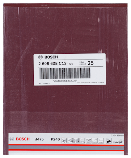 Slippapper Bosch J475, P240, 25 stycken, 230x280 mm.