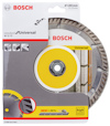 Förpackning med Bosch standard Universal kapklinga, 180 mm, hög hastighet, 22,23 mm arbor, förbättrad prestanda.