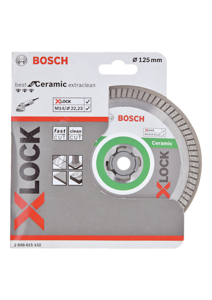 Förpackning med Bosch X-LOCK keramisk kapskiva, 125 mm.