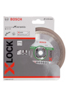 Förpackning med Bosch X-LOCK diamantklinga för keramik, standard 115 mm, märkningar och logo synliga.