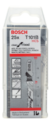 Bosch sågblad T101B HCS, 25x pack. Anpassad för trä. Tillverkad i Schweiz.