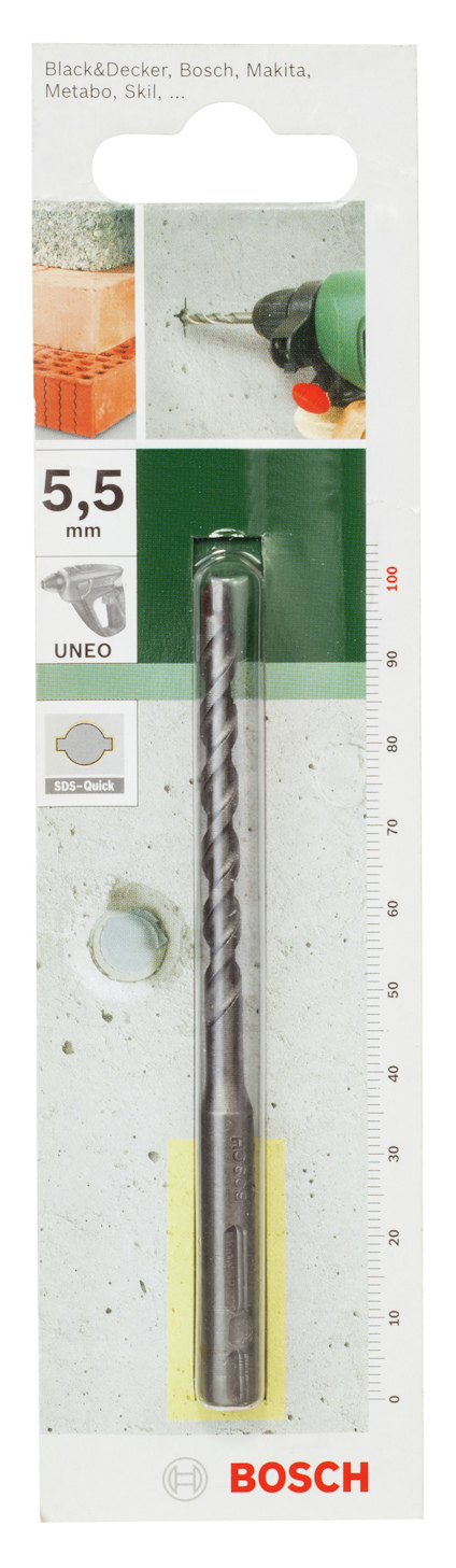 Förpackning med Bosch borr, 5,5 mm, för borrapplikationer.
