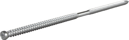 Metallkonstruktionsskruv med gängat mönster och cylindrisk form i närbild.