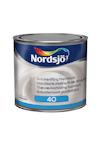 Burk med Nordsjö snickerifärg halvblank, etikett med text på flera språk och siffran 40.