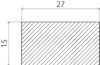 Rektangel med diagonala linjer, mått 27 x 15.