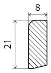 Diagram med en rektangulär form, måtten 21 enheter hög och 8 enheter bred, fylld med diagonala linjer.
