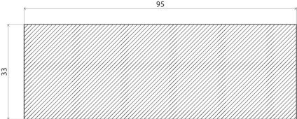 Svart rektangulär yta med diagonala, parallella linjer.