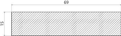 Rektangel med diagonala linjer, dimensioner: 69 bred, 15 hög.
